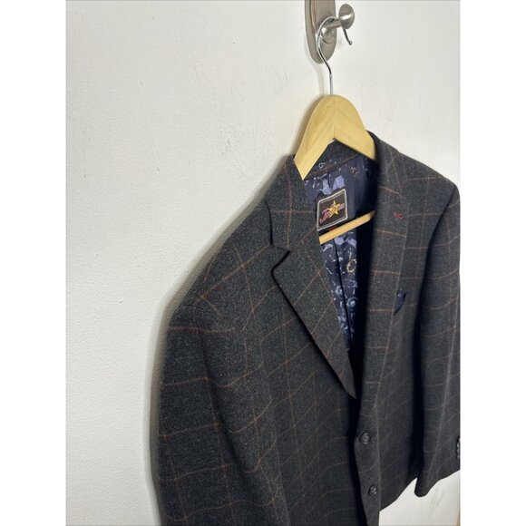 Joe Browns Tweed Jacket Blazer Wool Blend Gray Check Men's 44 - Picture 3 of 9